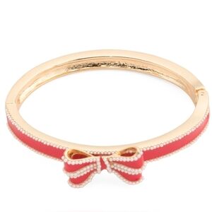 ❤️🔹️True To Form🔹️ Bow Faux Pearl Trim Bangle Bracelet